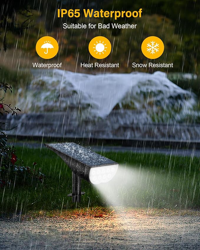 BAXIA TECHNOLOGY Solar Spot Lights Outdoor Waterproof, 3 Lighting Modes Solar - Image 4