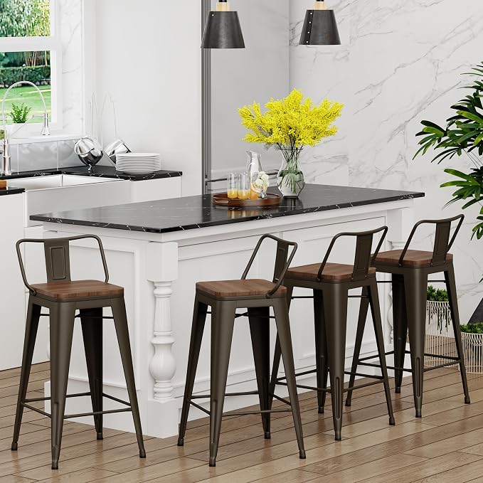 Yongchuang 30 inch Bar Stools Set of 4 Bar Height Metal Barstools - Image 2