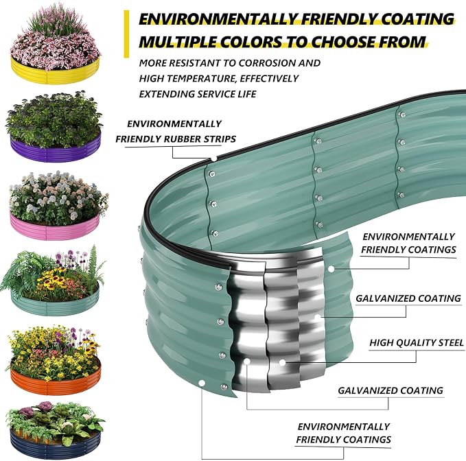 Galvanized Metal Planter Round Raised Garden Bed Kit - Image 2