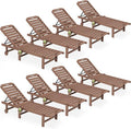 SERWALL Outdoor Chaise Lounge Set of 8, HDPE Pool Lounge Chairs by SERWALL