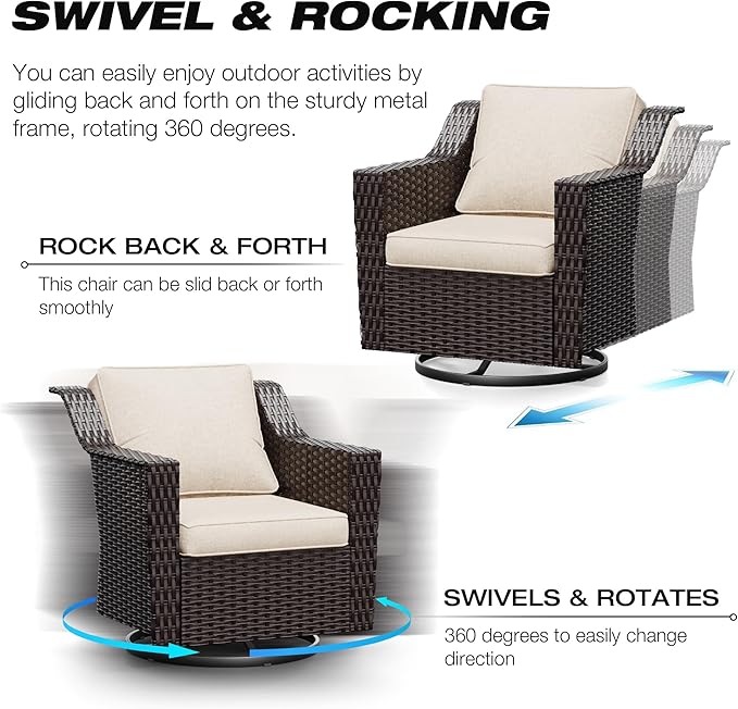 Joyside Wicker Patio Furniture Sets, 7 Pieces Upgraded Large Size Outdoor - Image 3
