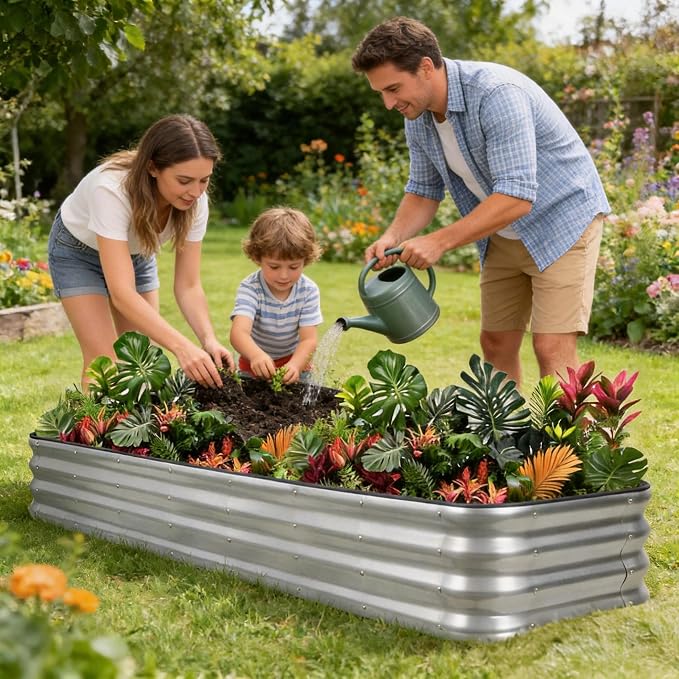 1MORE Raised Garden Bed -8X2X1 Galvanized Planter Box - Image 4