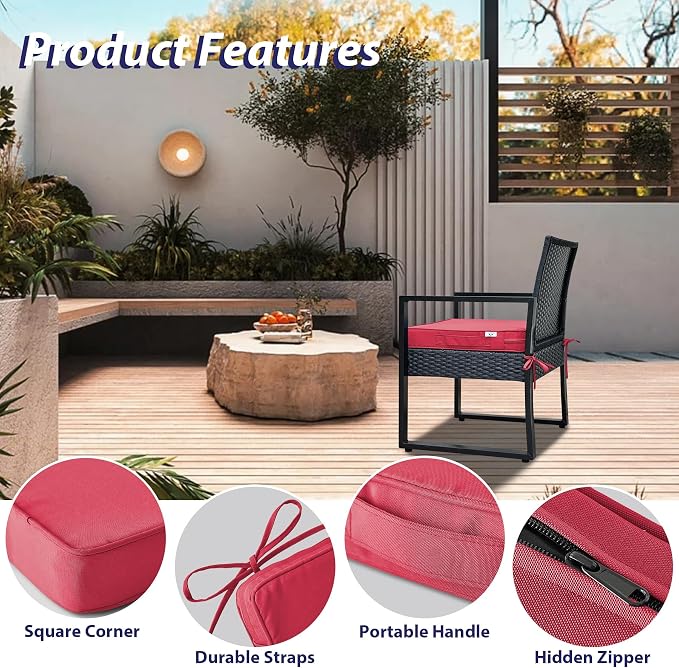 Outdoor Chair Cushions Set of 4, Waterproof Outdoor Seat Cushions - Image 5