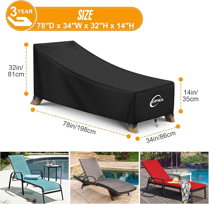 Kipiea Waterproof Patio Lounge Chair Covers - Image 2