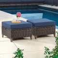 Joyside Patio Ottoman Set of 2, All Weather Outdoor Rattan Ottomans Patio by Joyside