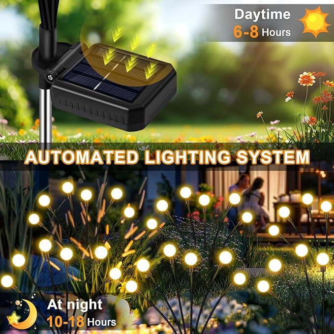 Solar Garden Lights Outdoor, 2 Pack 16LED Waterproof Solar Powered Lights - Image 5