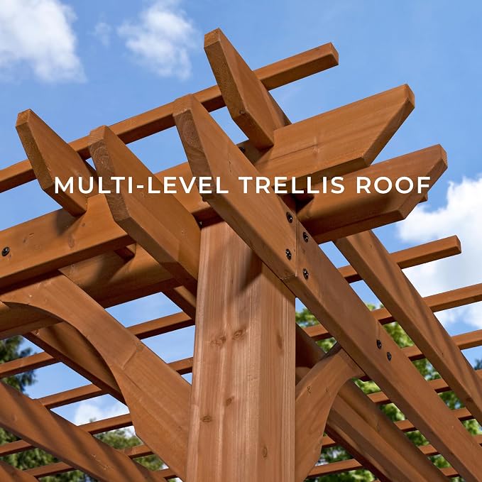 Backyard Discovery Beaumont 12' x 10' Traditional Cedar Wood Pergola Kit - Image 6