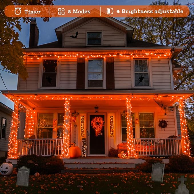 JMEXSUSS 400 LED Orange Lights for Halloween Decor, 132ft Orange String Lights - Image 2