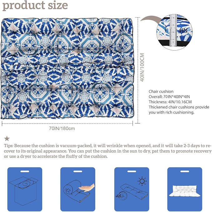 Outside Benches Cushion with Backrest, Thicken Waterproof Swing Cushions 2/3 - Image 3
