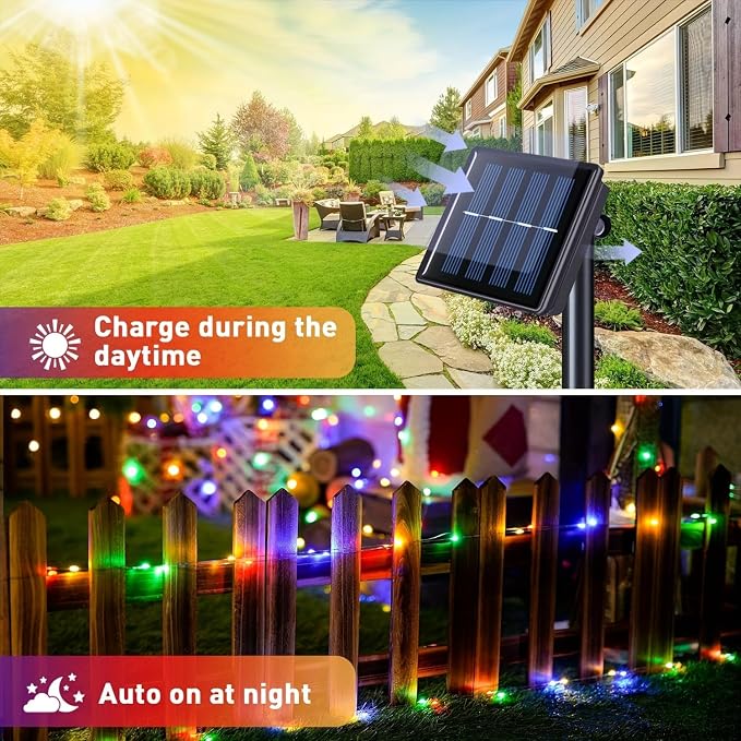 Solar Christmas Lights for Outside, 200LED 66FT Solar String Lights Outdoor - Image 2