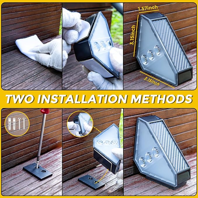 ROSHWEY Solar Step Lights for Outside, 12 Pack Solar Stair Lights Outdoor - Image 3