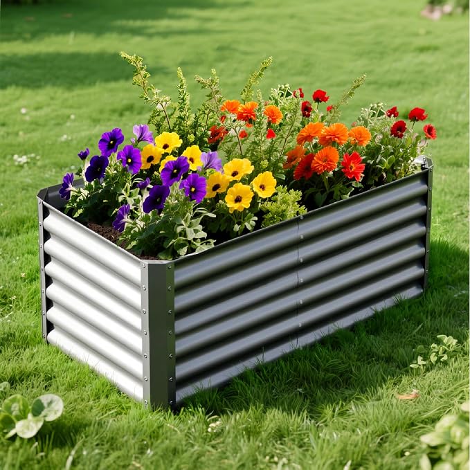 4X2X2ft Galvanized Raised Garden Bed, Outdoor Planter Box Metal Patio Kit - Image 7
