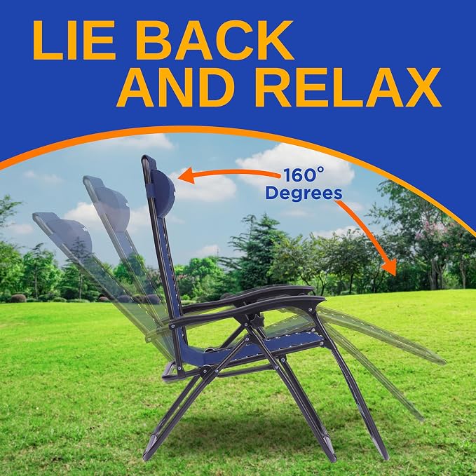SereneLife Outdoor Zero Gravity Lounge Chair Set - Image 3