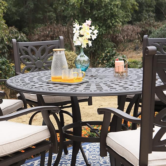 Sophia & William 6-Person Cast Aluminium Patio Bar Height Table Round, Outdoor - Image 4