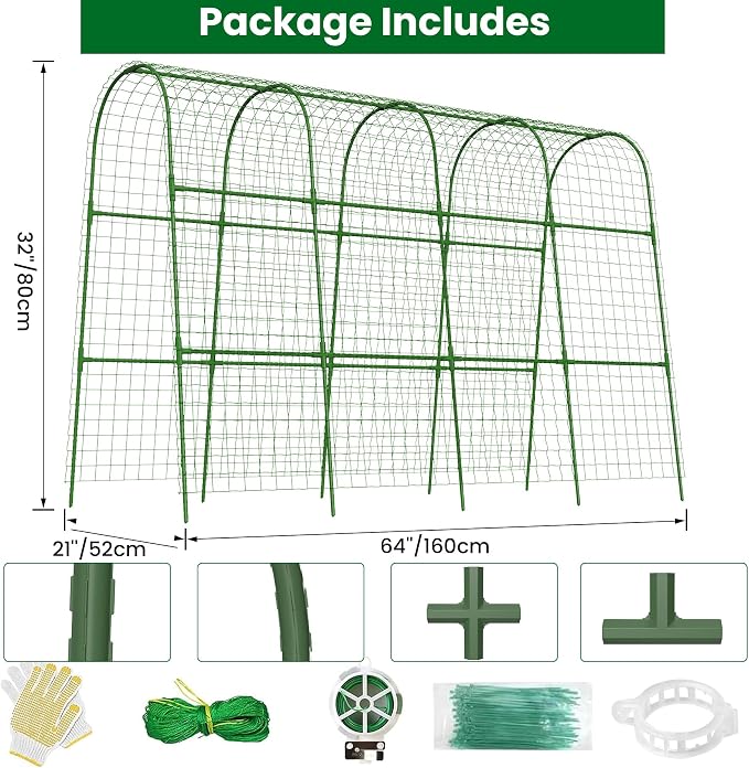 Cucumber Trellis for Raised Bed 64" L x 48" H, U-Shape Garden Trellis for - Image 2