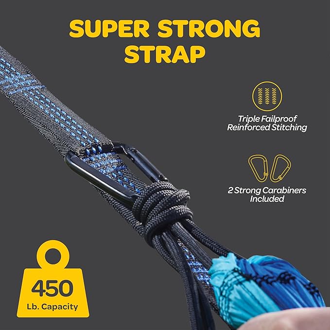 Durable Hammock 500 lb Capacity, Nylon Camping Hammock Chair - Image 6