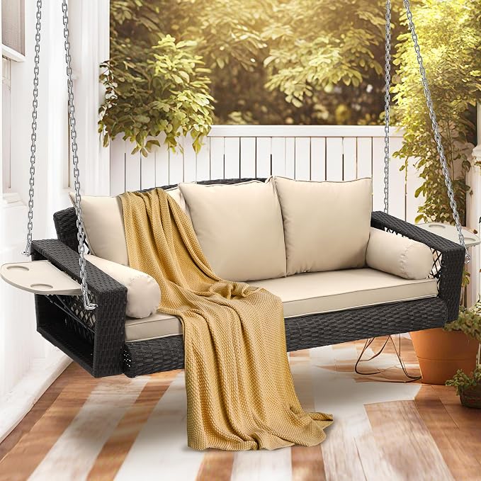 Outdoor Wicker Patio Porch Swing - Image 7