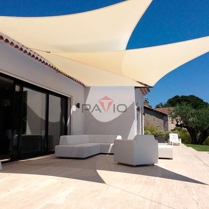 Patio Paradise 8' x 8' x 11.3' Beige Sun Shade Sail Triangle Right Canopy Shade - Image 5