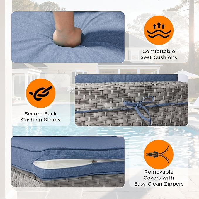 14-Seat Outdoor Wicker Patio Furniture Set - Image 7