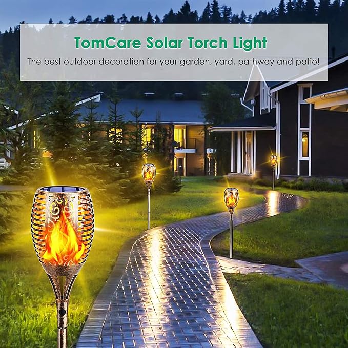 TomCare Solar Lights Outdoor 99 LED Higher & Larger Flickering Flame Solar - Image 6