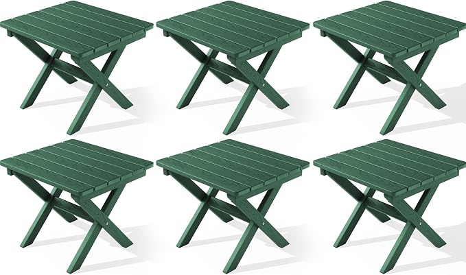SERWALL Folding Outdoor Side Table Set of 6, Adirondack End Table by SERWALL