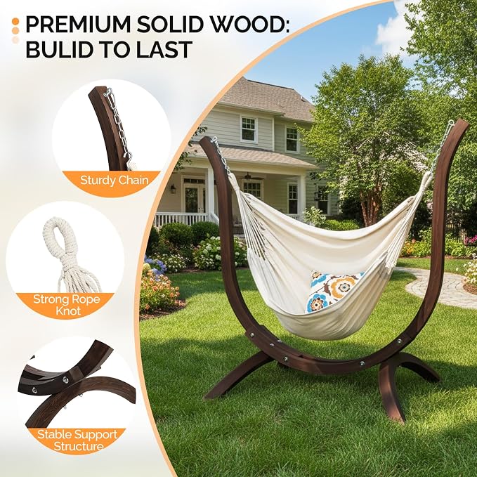 ONCLOUD 550 LBS Hand-Made Elegant Hammock Chair Stand Only, Premium Curved - Image 3
