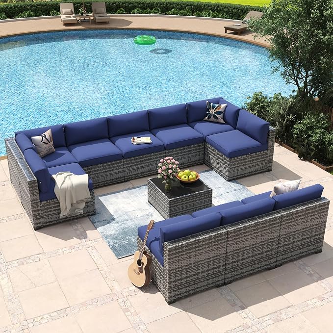 Aoxun 11 Piece Patio Furniture Set Wicker Rattan Patio Conversation Set Outdoor by Aoxun