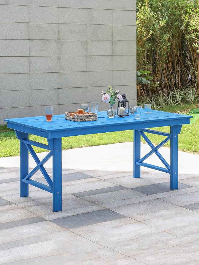 HDPE Outdoor Dining Table, 66.9” Rectangle Patio Dining Table - Image 2
