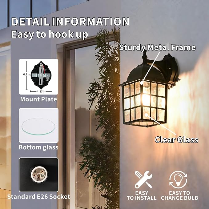 Outdoor Wall Light Fixtures Waterproof Exterior Sconce Lights Anti-Rust - Image 4