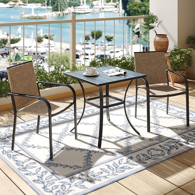 3-Piece Outdoor Dining Set, Small Metal Bistro Table - Image 2