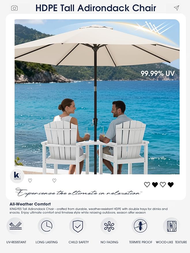 KINGYES Tall Adirondack Chair Set of 4 - Image 7