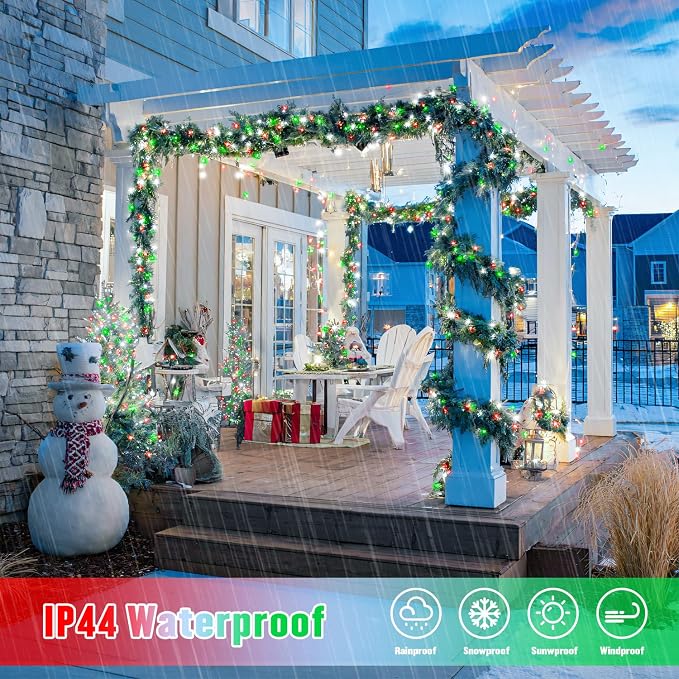 JMEXSUSS 2 Pack Red White and Green Solar Christmas Lights, Each 33FT 100 LED - Image 4