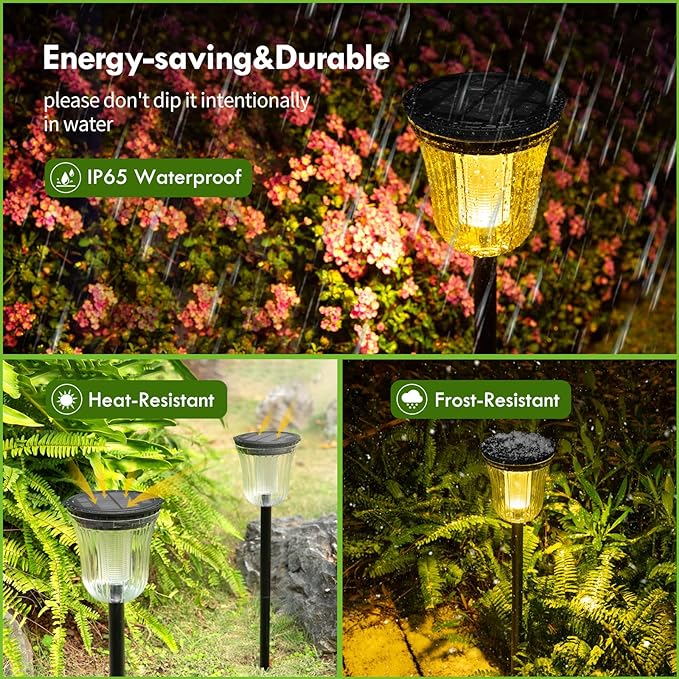 Solar Pathway Lights Outdoor Waterproof, 4 Pack 200 Lumens Super Bright Solar - Image 5