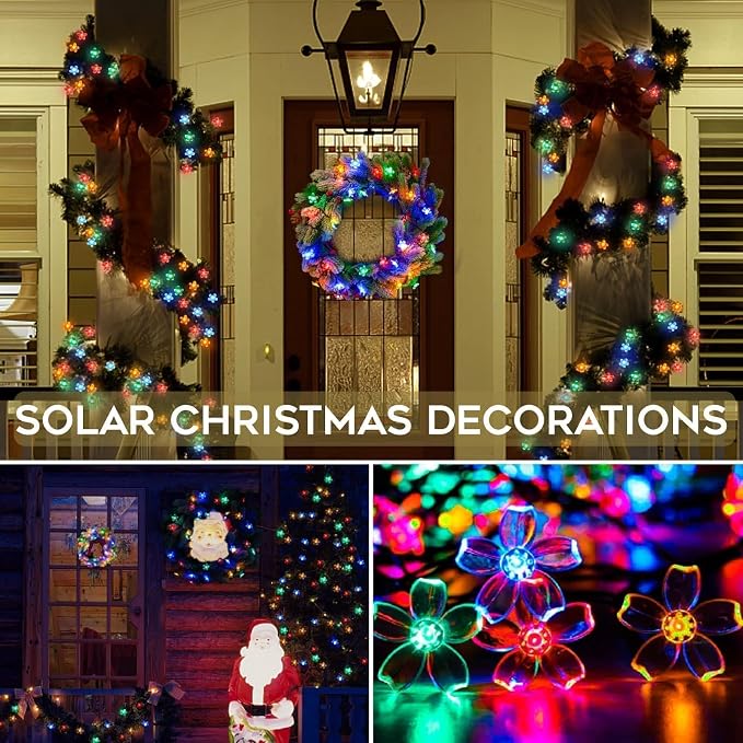 suddus Solar String Lights for Outside, 2 Pack 100 LED Flower Solar Powered - Image 8