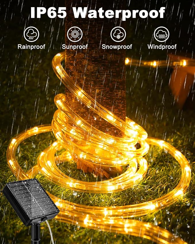 btfarm 2 Pack Solar Rope Lights Outdoor, 120LED 46FT Solar String Lights - Image 4