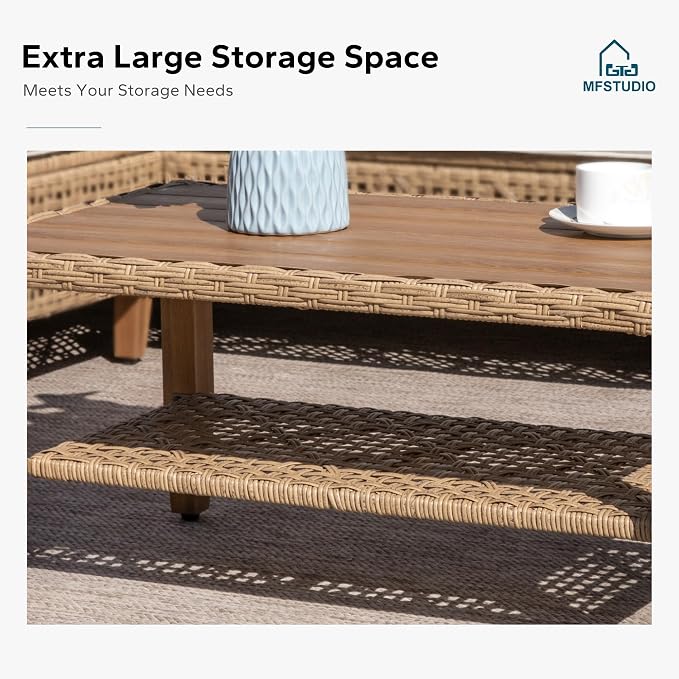 MFSTUDIO L Shaped Outdoor Couch Set, Wicker Patio Furniture Set, Rattan Outdoor - Image 7