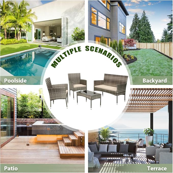 PayLessHere Outdoor Furniture Set 4 Pcs Modular Patio Furniture Set Water - Image 6