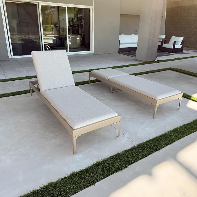 PURPLE LEAF Outdoor Chaise Lounge Set of 3 Aluminum Adjustable Patio Lounger - Image 2