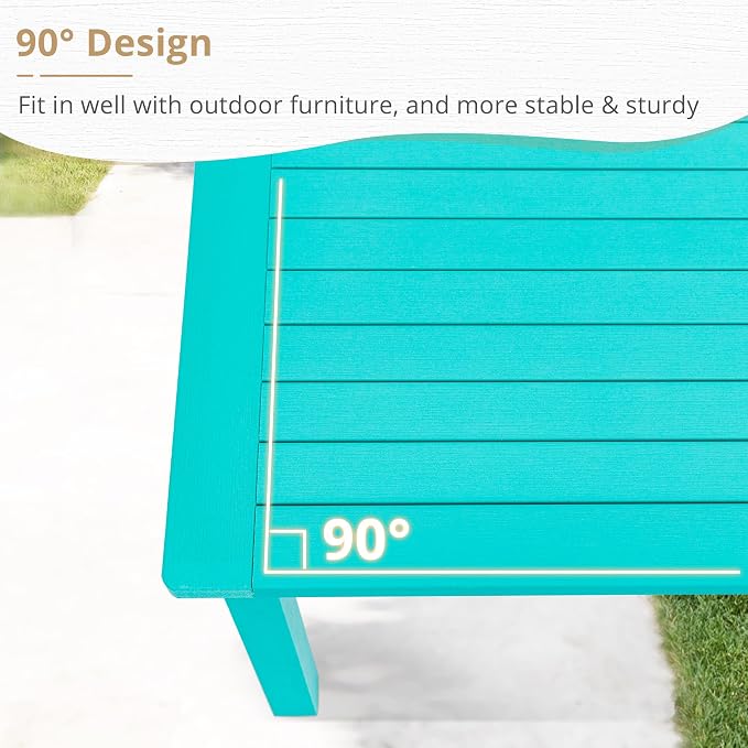 LUE BONA Outdoor Coffee Table, HDPS Patio Coffee Tables - Image 6