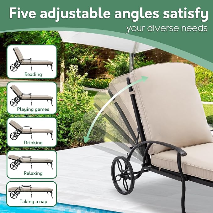 Chaise Lounge Chair Outdoor- Patio Pool Chairs Tanning Lounges - Image 3