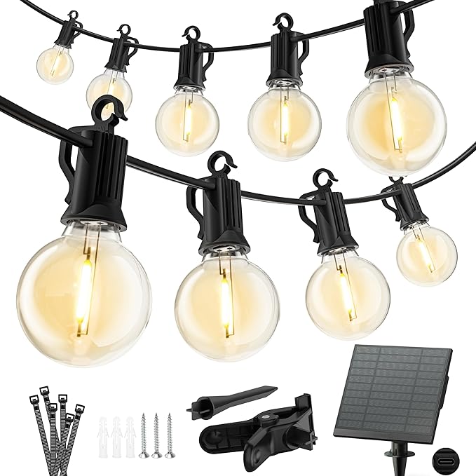 Minetom Solar Outdoor Lights - 38Ft 15 LED Waterproof Solar String Lights by Minetom