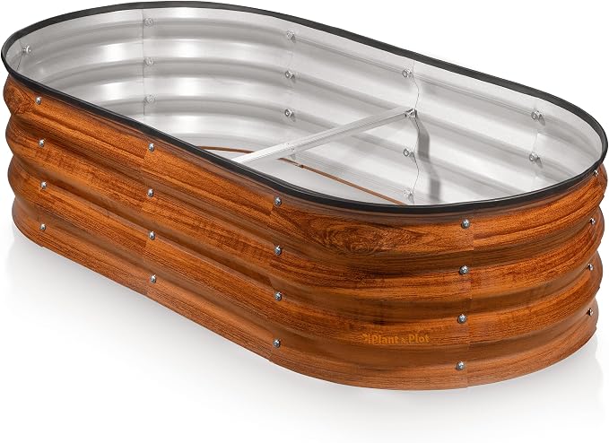 Plant & Plot Galvanized Raised Garden Beds Outdoor // 4×2×1 ft Planter Raised by PlantPlot