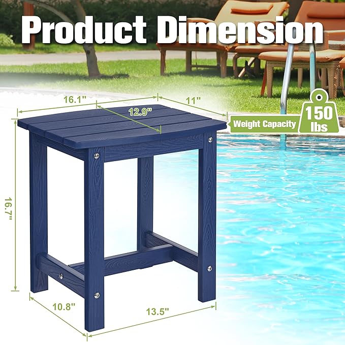 Y&M Outdoor Side Table, HIPS Adirondack Small Single Table, Waterproof Square - Image 3