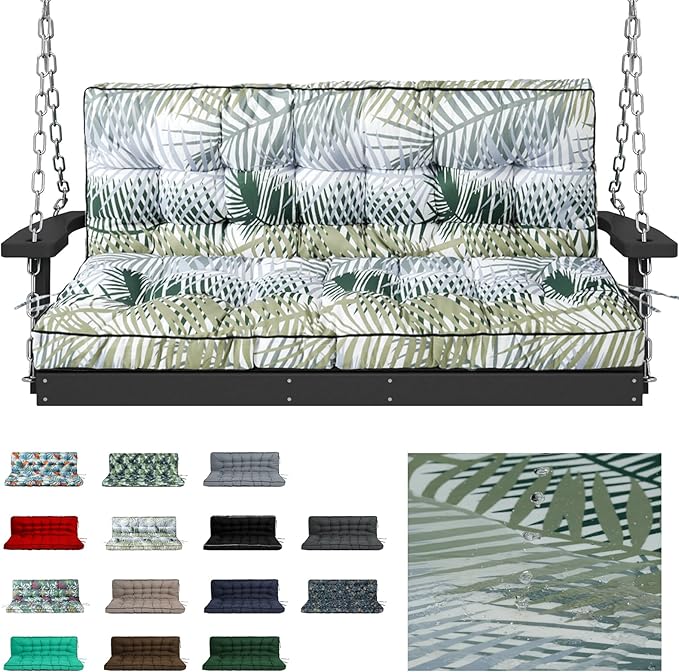 Waterproof Porch Swing Cushion Replacement, Thick 4" 2–3 Seat Outdoor Swing by RUFXIEZW