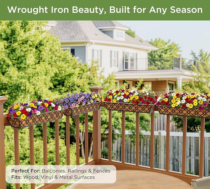 HFHOME 2 Pcs 30" Window Box Deck Railing Planter - Image 7
