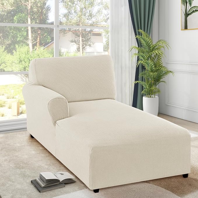 FantasDecor Left Chaise Lounge Cover Stretch Chair Lattice Slipcover - Image 2