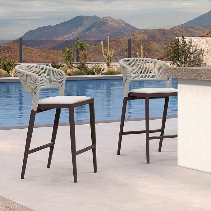 PURPLE LEAF Counter Height Bar Stool Set of 2 Outdoor Bar Stools Modern Bar by PURPLELEAF