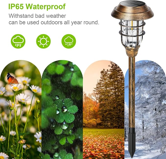 LETMY Solar Outdoor Lights, 8 Pack Bright Solar Pathway Lights Outdoor - Image 3