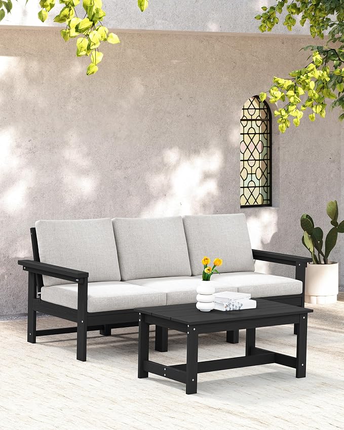 SERWALL HDPE Patio Sofa Set, 4-piece Sectional Outdoor Furniture Set, All - Image 7