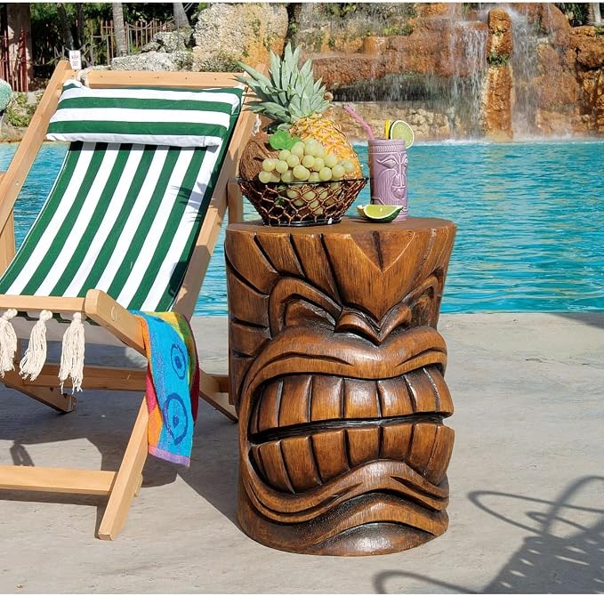 Design Toscano Grand Tiki Face Kanaloa Teeth Indoor/Outdoor Side Table Statue - Image 5